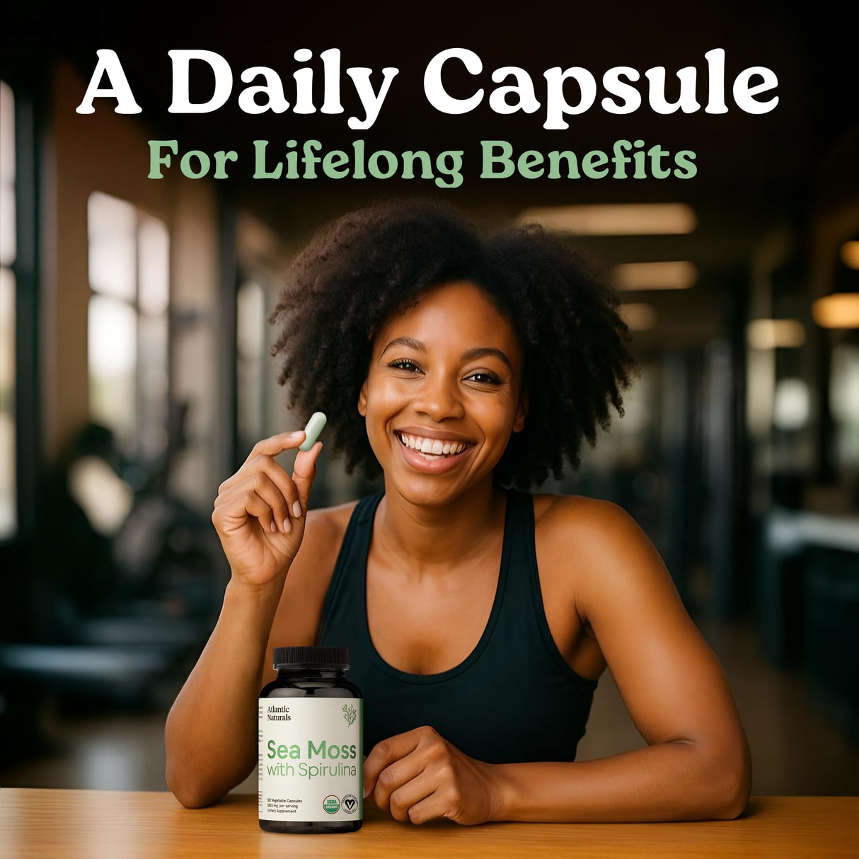 Atlantic Naturals Sea Moss with Spirulina Superfood Capsules - Multivitamin Supplement Supports Healthy Iron and Immune Health, Alternative to Seamoss Gel and Powder - Irish Sea Moss Capsules (120 ct)