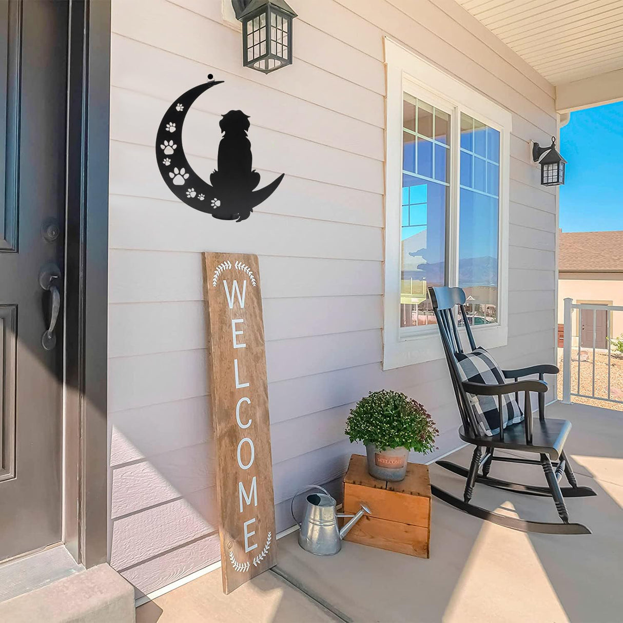 VZVXCC Dog Metal Wall Art Outdoor Decor- 12" Black Metal Wall Sculpture Statues Wall Art Hanging Decoration,Dog Lover Gift for Indoor Outdoor,Garden,Farmhouse,Balcony Patio and Bedroom