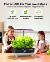 Growell 16 Pods Hydroponics Growing System Kit with 3 Light Modes & 2 Timer