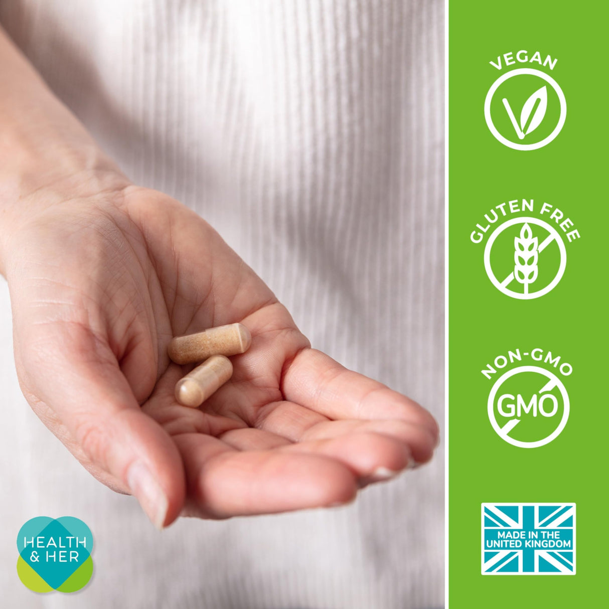 Health & Her Menopause Supplements for Women - Multi-Nutrient Support, Menopause Vitamins for Energy, Bones, Muscles, Skin & Hair, Vegan, Gluten-Free, Non GMO (60ct - 1 Month)