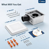 Amico Bathroom Exhaust Fan with Light, 80 CFM, 0.9 Sones, 5CCT, Easy Retrofit without Attic Access, Adjustable Bathroom Fan with light, Quiet Operation, ETL & FCC Certified