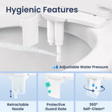 LUXE Bidet NEO 320 Plus - Warm Water, Dual Nozzle, Non-Electric Bidet Attachment for Toilet Seat, Patented Slide-In Install, 360° Self-Clean, EZ-Lift to Clean, Feminine & Rear Wash (Chrome)
