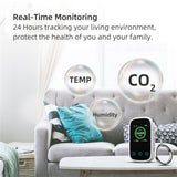 Rechargeable CO2 Alarm Travel/Camping Carbon Dioxide Warning with Temperature/Humidity Display Portable CO2 Meter Carbon Dioxide Warning