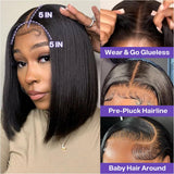 Ailwelia Wear and Go Glueless Wig Bob Wig Human Hair 200% Density 5x5 HD Lace Closure Wigs Human Hair Wigs For Black Women Glueless 5x5 Closure Wigs Human Hair Pre Plucked Bob 14 Inch