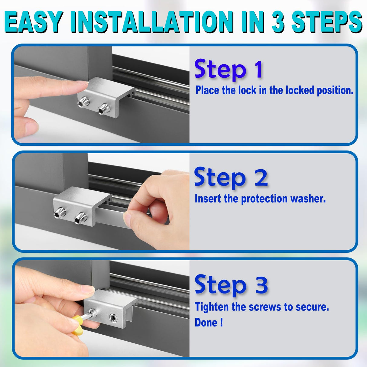 Sliding Window Locks (6 Sets), Security Window Locks with Keys, Adjustable Aluminum Sliding Window Stops, Easy Installation Without Drilling, for Vertical and Horizontal Sliding Windows (Silver)