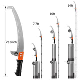 14FT Pole Saw for Tree Trimming 2-in-1 Hand Saw Steel Blade Extension Pole