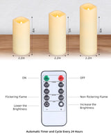 Enido Flameless Candles Led Candles Pack of 12 Battery Candles (D2.15'' x H4''5''6'') Waterproof Outdoor Indoor Candles with 10-Key Remotes and Cycling 24 Hours Timer (Plastic)