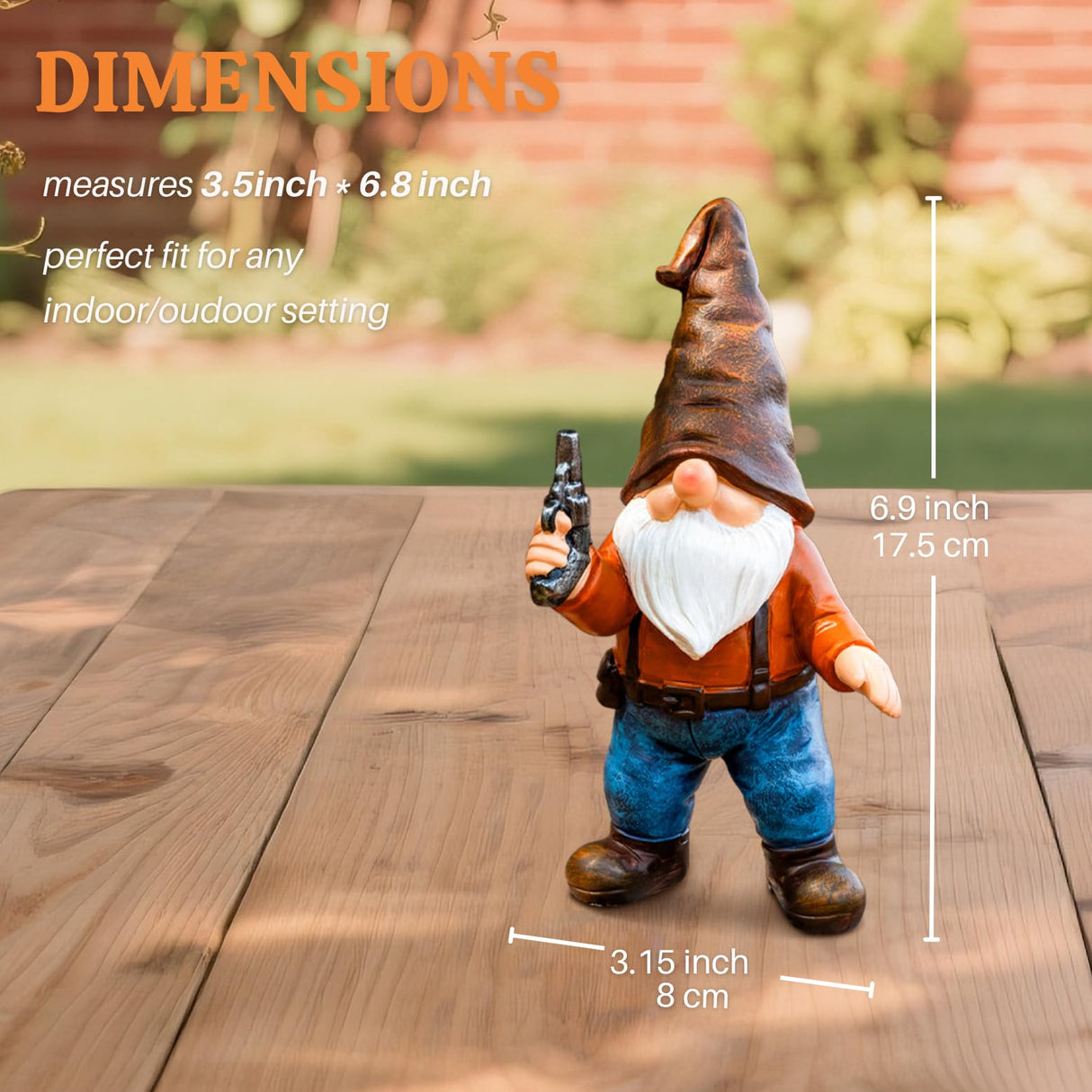 WONDHOME Funny Garden Gnome Statues 7", Armed Gnomes Tactical Guarding Gnomes Figurine with Weapon for Outdoor Yard Home Office Decor - Gifts for Men Dad Women Birthday Christmas