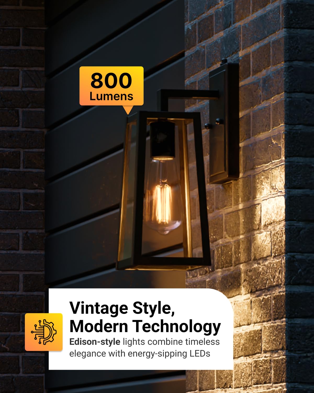Dusk to Dawn LED Outdoor Lights Bulb, ST64 Edison Style Automatic Light Sensing Bulbs, 800 LM, 7W (60W Equivalent), 3000K Warm White, E26 Base UL 4 Pack