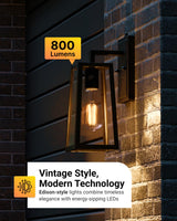 Dusk to Dawn LED Outdoor Lights Bulb, ST64 Edison Style Automatic Light Sensing Bulbs, 800 LM, 7W (60W Equivalent), 3000K Warm White, E26 Base UL 4 Pack