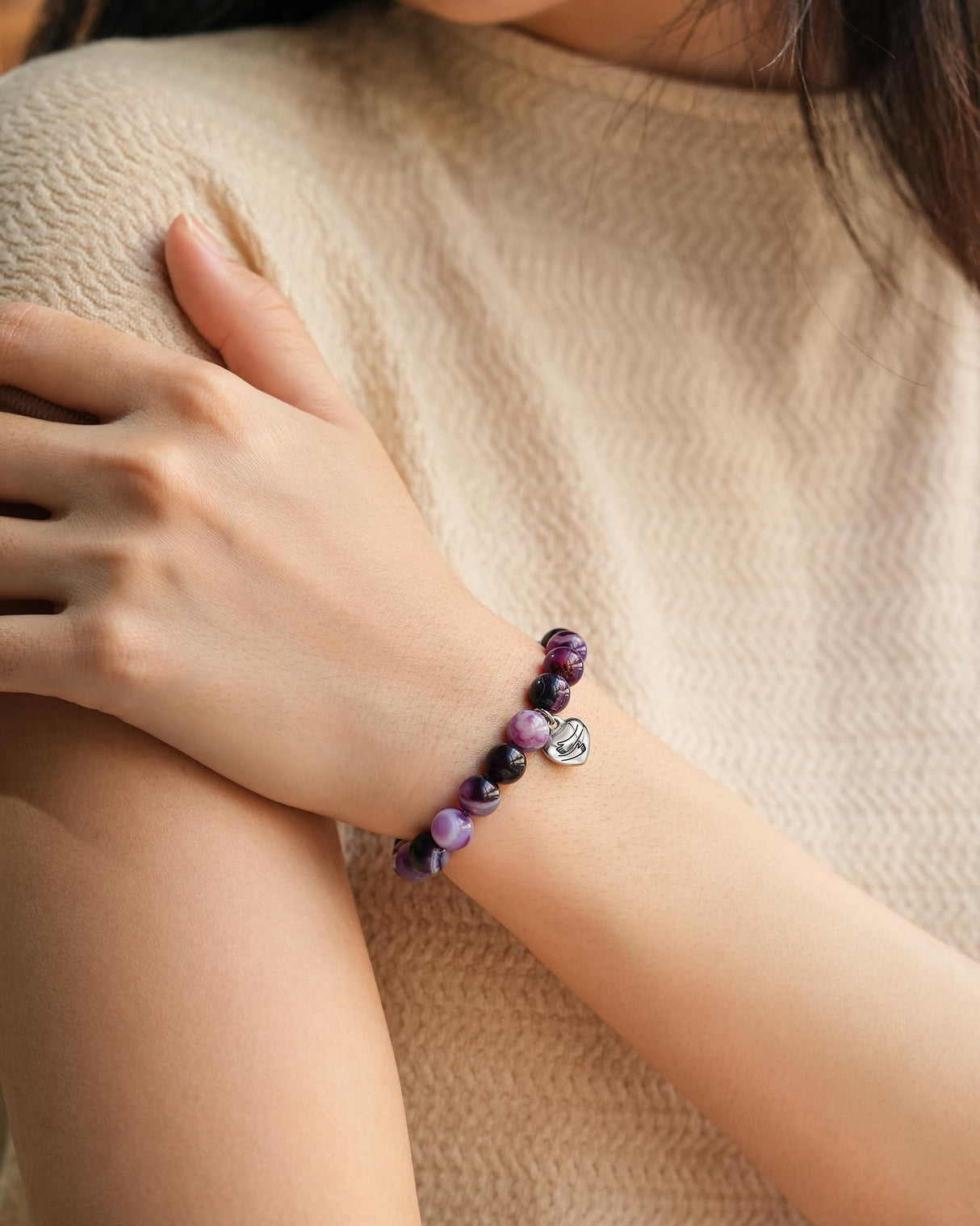 Inspirational Get Well Gift for Women After Surgery Healing Purple Bracelet