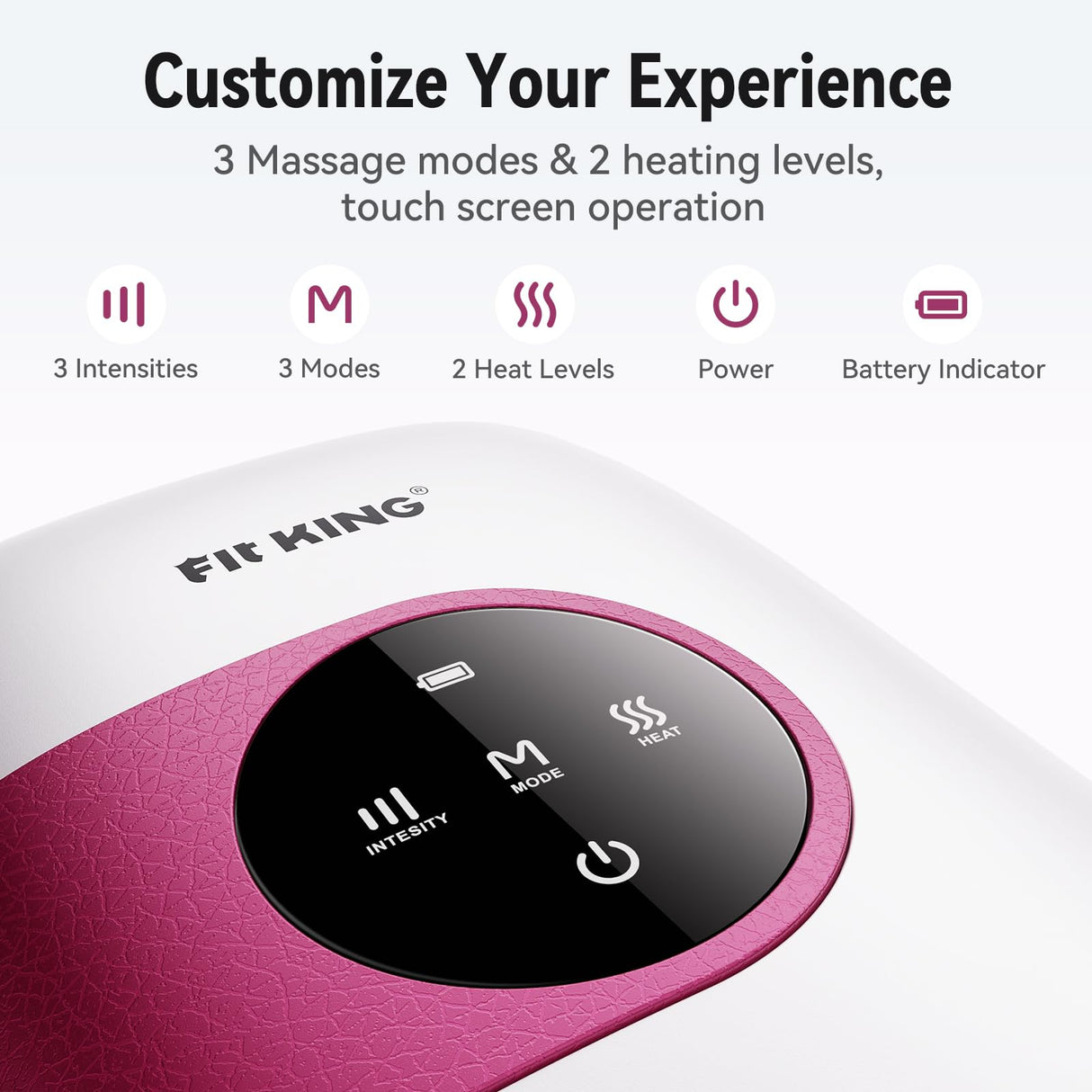 FIT KING Hand Massager with Heat for Hand Massage and Arthritis Carpal Tunnel Finger Numbness Relief - Cordless & Portable & Touch Screen - Birthday Gifts for Wife Mom Girlfriend- FSA HSA Eligible