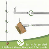 2-in-1 Crack Weeder, Telescopic Stainless Steel Weed Puller Moss Remover