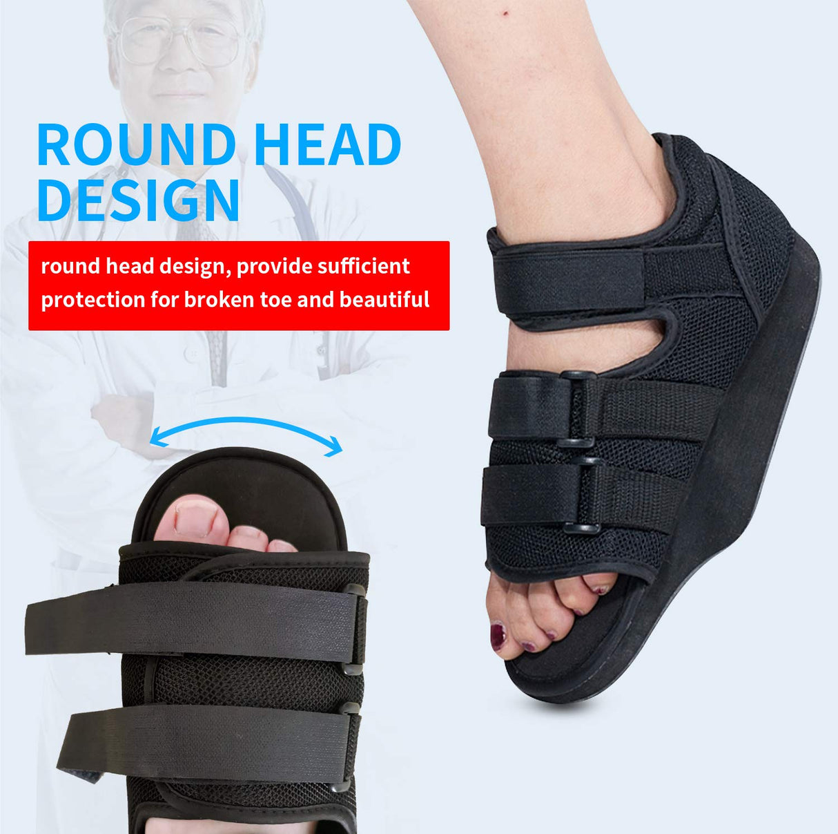 GHORTHOUD Post op Shoes for Broken Toe Surgery Forefoot Offloading Healing Boot Post Surgical Wedge Foot Splint for Surgery for Men and Women (Large)