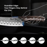 SYOKAMI Japanese Kitchen Knife, 8.2 Inch Chef Knife, Carbon Steel Kiritsuke, Razor Sharp Santoku for Precision Cutting, Damascus Pattern, Full Tang Wood Handle,Thanksgiving Christmas Cooking Gifts