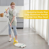 Midoneat Commercial Heavy Duty Industrial Mop with Long Handle,59" Looped-End String Wet Cotton Mops for Floor Cleaning, Including Three mop Head Replacement