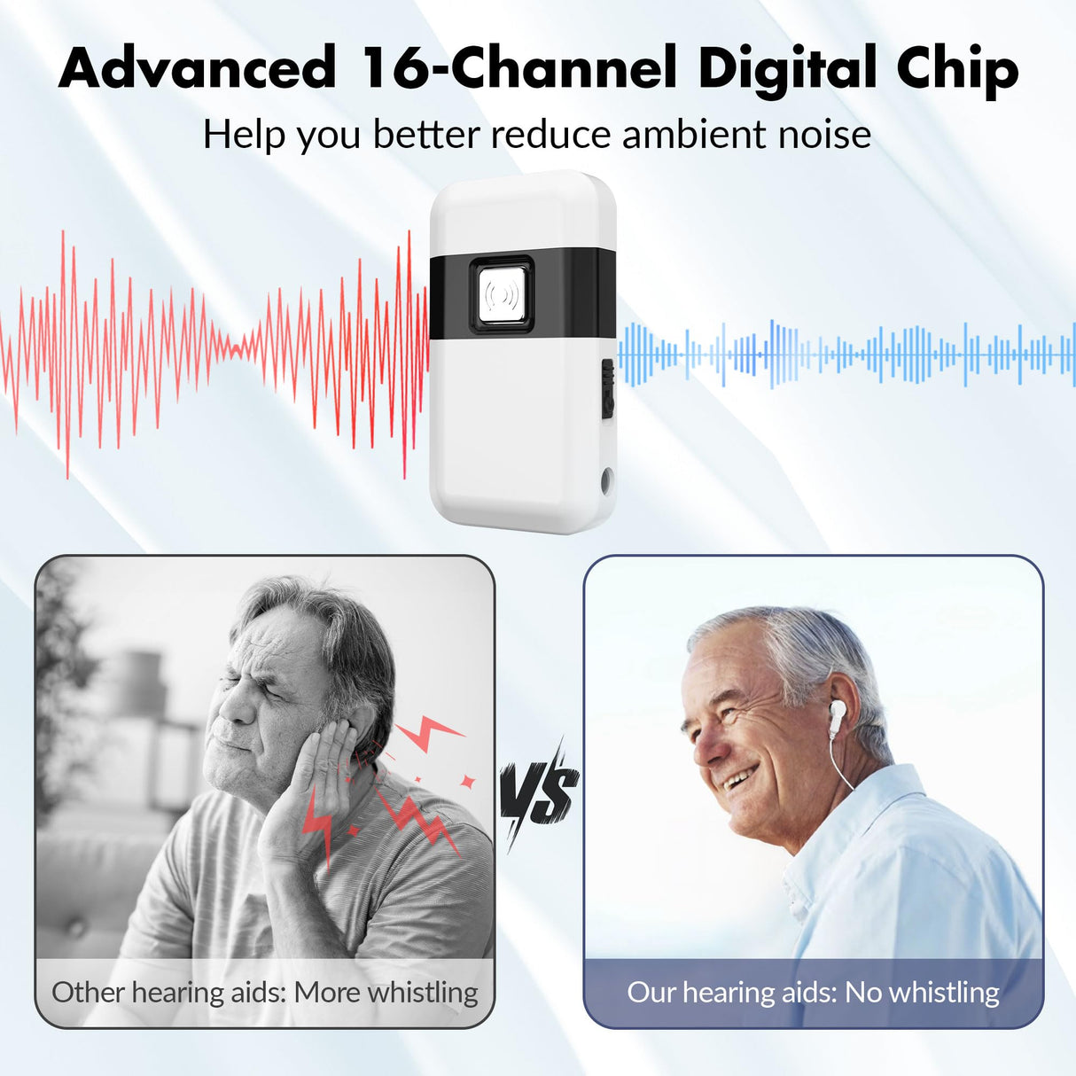 Hearing Aids, Hearing Aids for Seniors with Noise-Cancelling, OTC Hearing Aids Rechargeable, Hearing Amplifiers with 8 Volume Levels & 4 Hearing Modes, 160-Hour Battery Life, Clear Sound (Black)