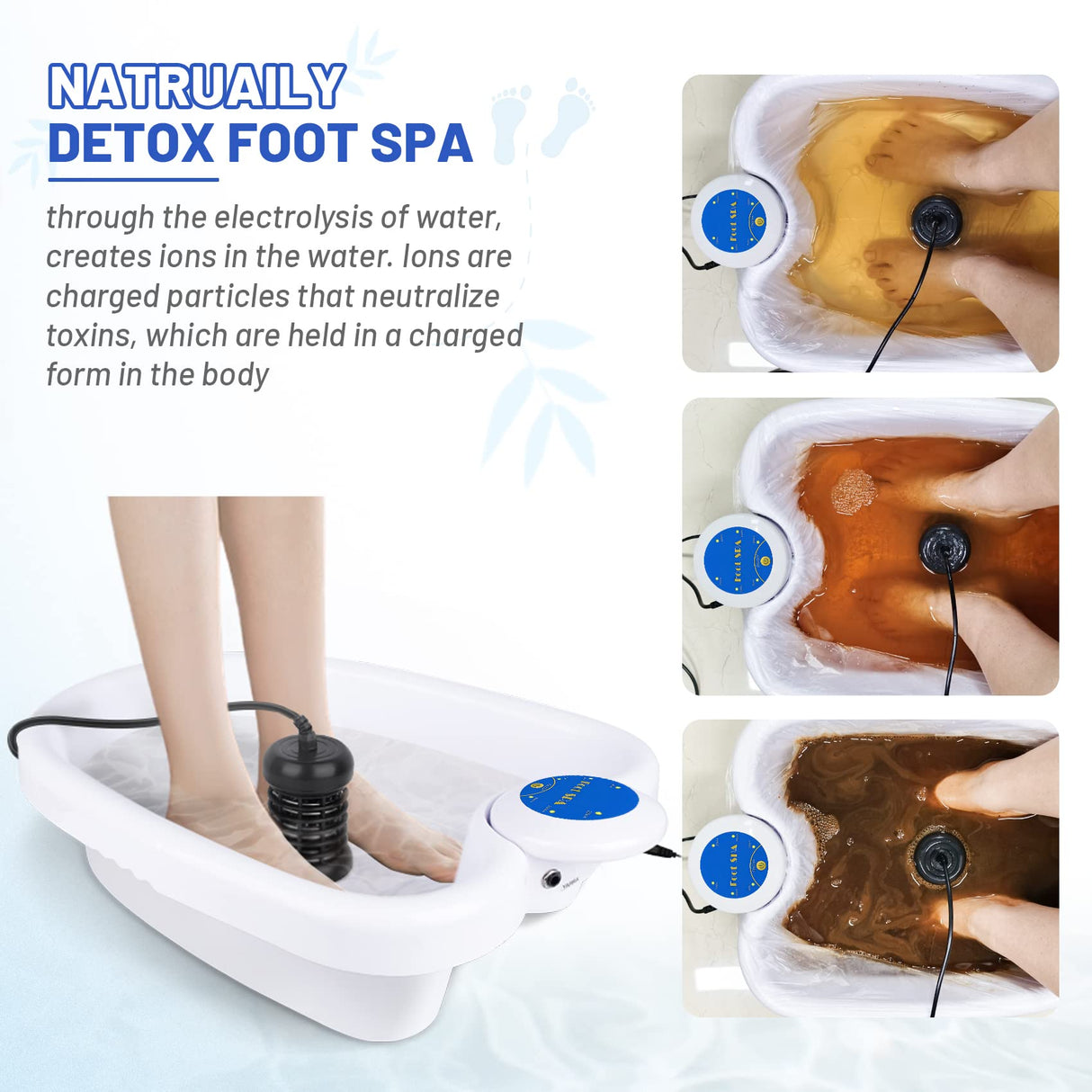 Lecaung Ionic Detox Foot Bath Machine, Personal Ionic Foot Cleanse Ionic Foot Bath SPA Machine for Home Beauty Salon Spa with Basin and Two Round Arrays