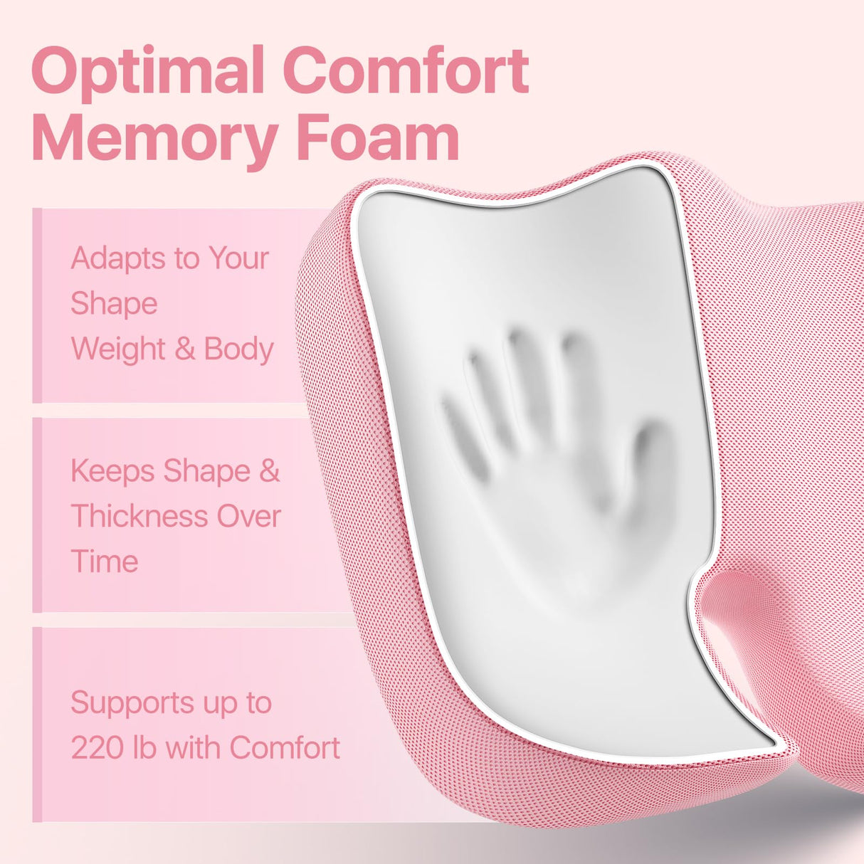 CJACSOC Seat Cushion, Extra Large Memory Foam Cushion for Office Chair Cushions, Ergonomic Cushions Pad Pillow for Pressure Relief Sciatica & Pain Relief for Long Sitting, Pink