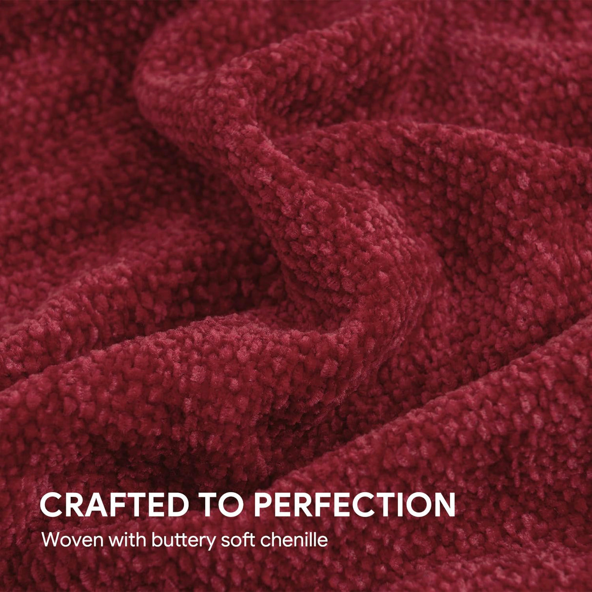 RECYCO Throw Blanket Soft Cozy Chenille Throw Blanket with Fringe Tassel for Couch Sofa Chair Bed Living Room (Christmas Red, 50'' x 60'')