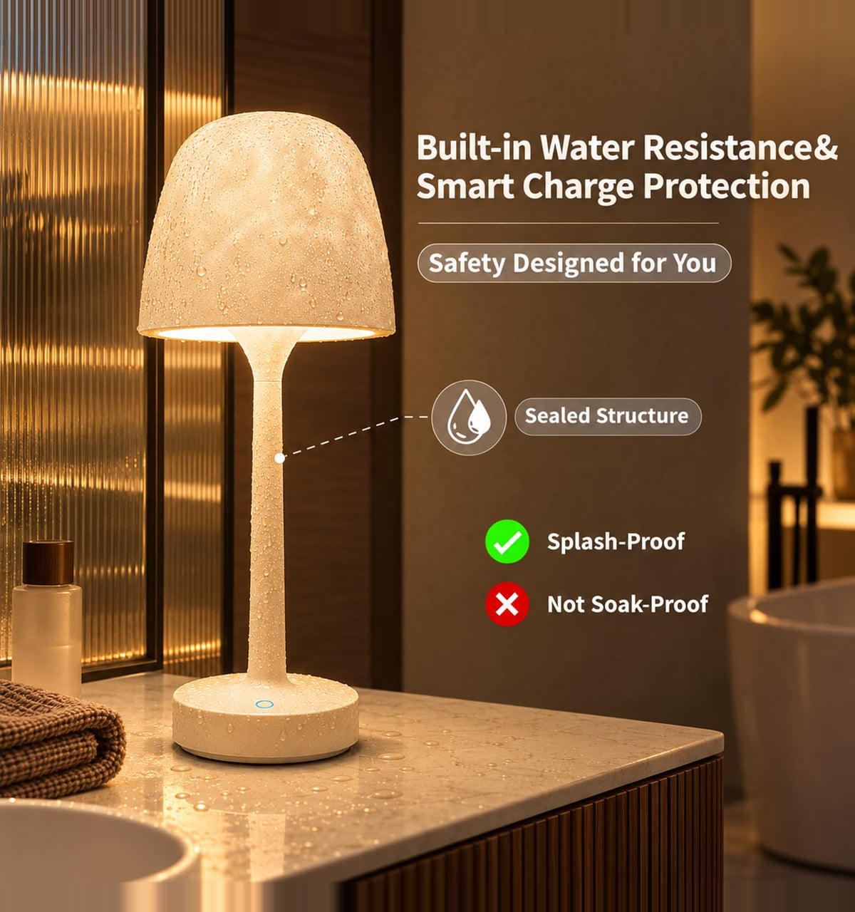 Govexila Waterproof Shower Lamp Light Outdoor Floor Lamps Rechargeable LED