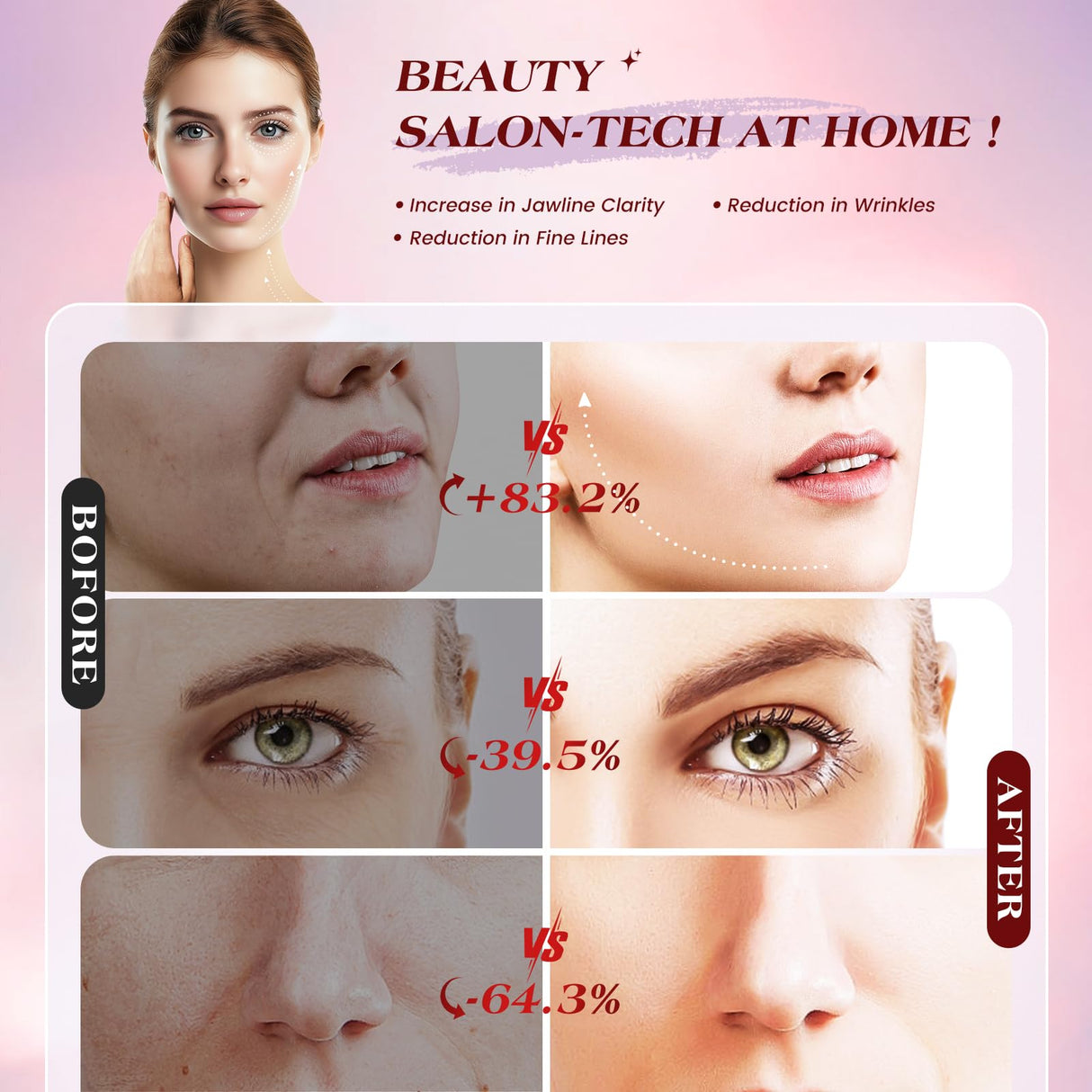 INTEO Microcurrent Facial Device, 3 Modes Red Light Therapy for Face and Neck, Skin Care Facial Massager Perfect Gifts for Women Men (Gold)