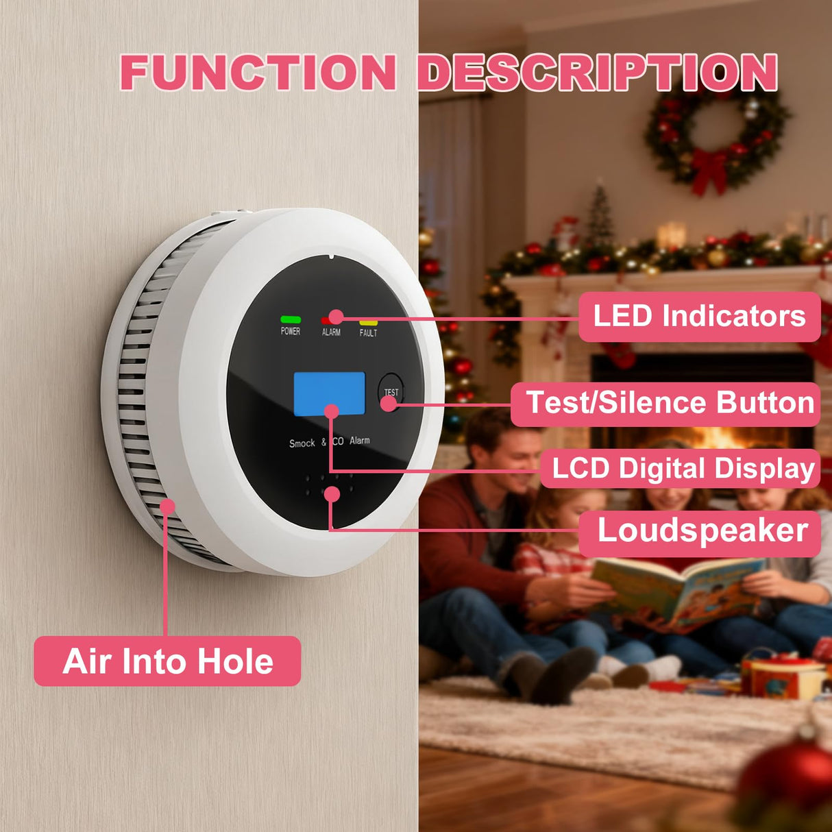 3-Pack Smoke and Carbon Monoxide Detector Combo, 2-in-1 Dual Sensor CO & Smoke Alarm, Battery Operated Carbon Monoxide Detectors with LCD Display for Home, Easy to Install