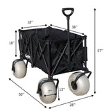 WONDERCAMEL Beach Wagon with 13'' Balloon Wheel, 260L Large Capacity, Compact Folding Design, Collapsible Cart with Big Wheels for Sand, Pump Included