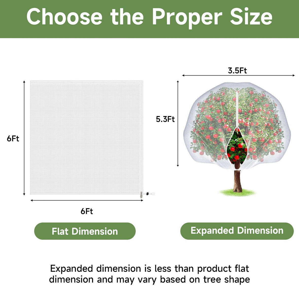 TMFsode Fruit Tree Netting with Zipper and Drawstring, 6Ft x 6Ft, 2Pcs