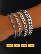 Stainless Steel Cuban Chain Bracelets for Men 5MM Silver Bracelet 7.5 Inch