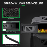 F2C Compost Bin Outdoor 43 Gallon Garden Dual Chamber Composter Bin - Bundled with Pearson's Gardening Gloves, BPA Free, Heavy-Duty Steel Frame, Rotating Tumbler with Sliding Doors -Black