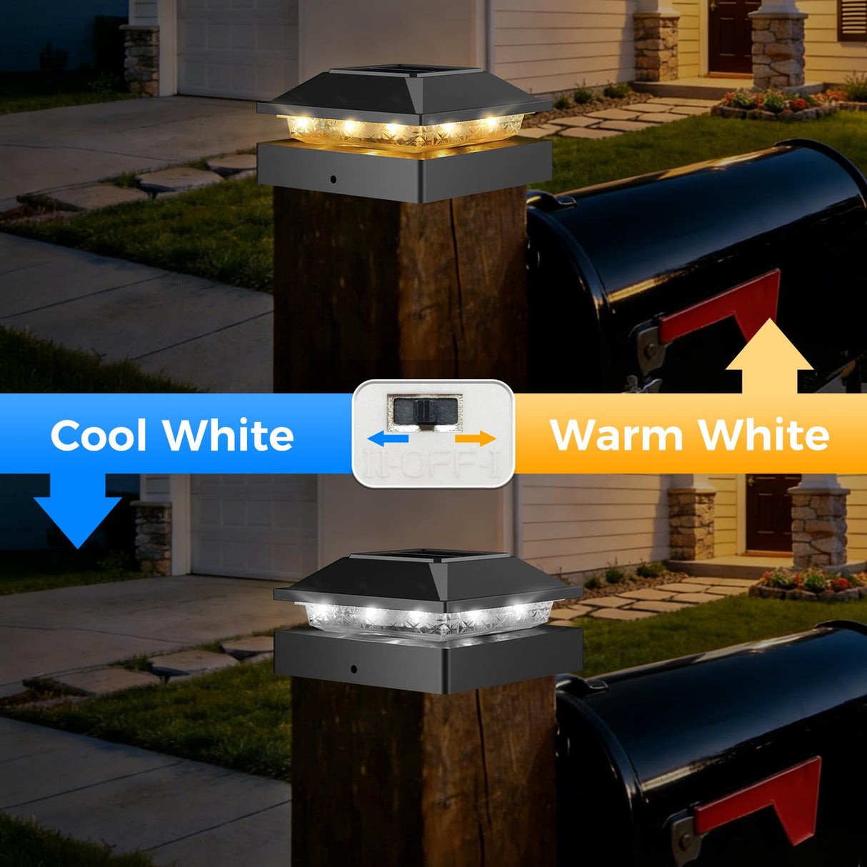 Peasur 4x4 Solar Post Cap Light 10 Pack, 2 Modes 16 LED Fence Deck Post Lights Waterproof, Black Post Lights Solar Powered Outdoor, Fit 4x4, 3.5x3.5 Wood/Vinyl Posts for Porch Fence