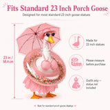 DaGailen Summer Porch Goose Outfits 23 Inch, Pink Polka Dot Porch Goose Bikini Set with Parasol Umbrella, Swim Ring, Sun Hat and Heart Sunglasses, Porch Goose Accessories for Yard Garden Patio Decor