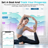 CHWARES Scale for Body Weight, Scale with BMI Body Fat Muscle Mass Rechargeable Large Display Smart Digital Bathroom with 15 Metrics Composition Analyzer for Heart Rate 400lbs, Black