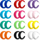 MTLEE 12 Pairs 80s 90s Neon Earrings 1.57 Inch Acrylic Matte Colorful Hoop Earrings for 80s Outfit Glow Party Accessories(Stylish Style,Rainbow Color)