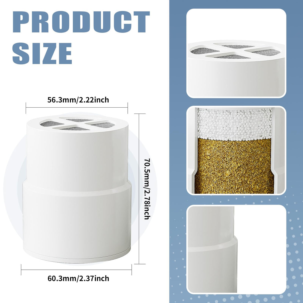 3-Pack Replacement Filter for JOLIE Shower Head, Compatible with JOLIE Shower Filter Cartridge, Reduces Chlorine, Heavy Metals & Impurities, Softens Skin & Hair