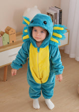 CuteOn Axolotl Toddler Halloween Costume Onesie Cosplay Romper Christmas Infants Baby Costume Blue 2-3 Years