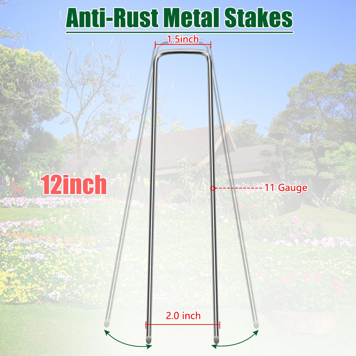 12 Inch Galvanized Landscape Staples Stakes, 25/50/100/200pcs Garden Metal Stakes for Weed Barrier Fabric, Fence Stakes, Tent Stakes, Christmas Decorations (50pcs)