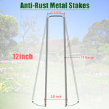 12 Inch Galvanized Landscape Staples Stakes, 25/50/100/200pcs Garden Metal Stakes for Weed Barrier Fabric, Fence Stakes, Tent Stakes, Christmas Decorations (50pcs)