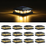 VOLISUN 4x4 Solar Post Cap Light 12pack,Solar Fence - Post Lights Outdoor Waterproof for Wooden/Vinyl Post,Black Deck Post Cap Light Solar Powered with Warm White for Garden/Patio/Porch