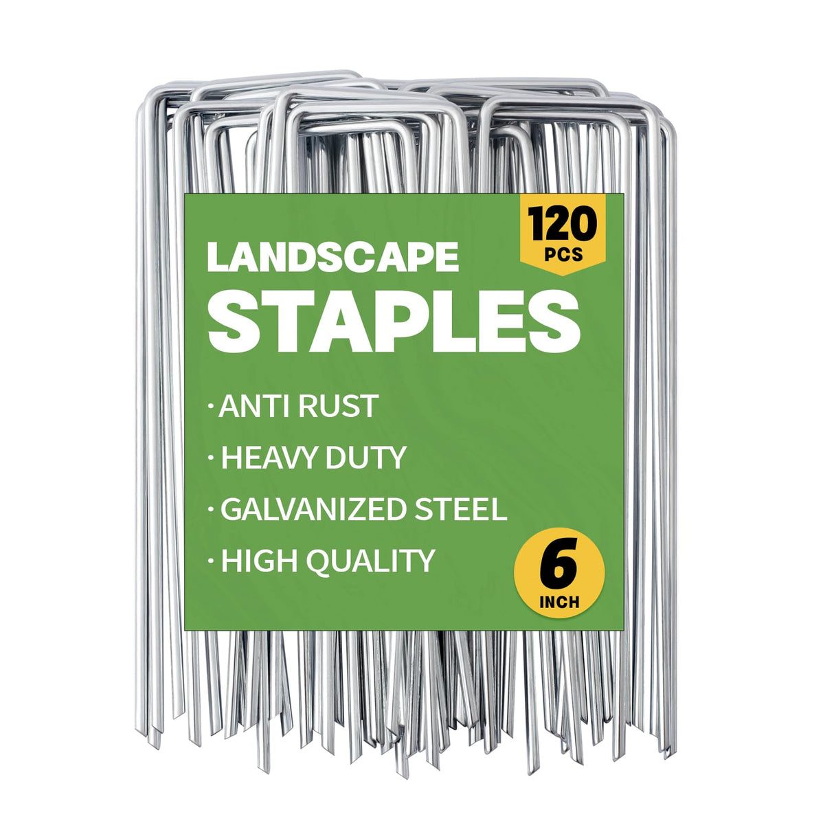 MAT 7-BANQUET Galvanized Landscape Staples 6 Inch 120 Pack Garden Stakes