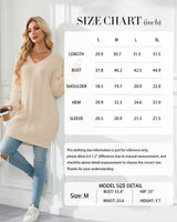 VAFOLY Fall Outfits Women 2025 Long Sleeve Oversized Cable Knit Chunky Baggy Loose Pullover Tunic Mini Sweater Dress V Neck Trendy Winter Skirt Christmas Pullover Sweaters for Women Apricot XL