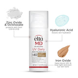 EltaMD UV Daily Tinted SPF 40 Face Sunscreen Moisturizer with Zinc Oxide, Tinted Daily Face Moisturizer with SPF, Sunscreen for Dry Skin,1.7 oz Pump (Pack of 2)