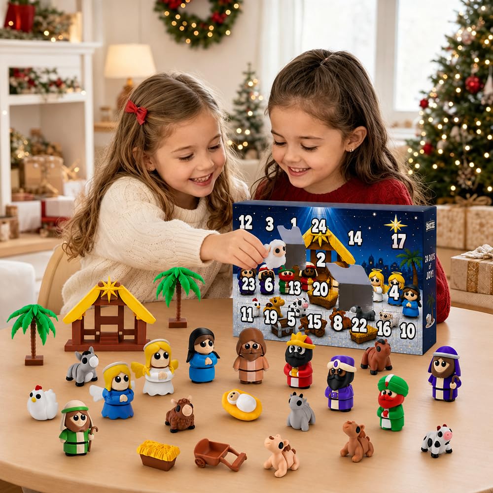 JOICEE 2026 Nativity Advent Calendar 3D Printed Animals Figurines Toys