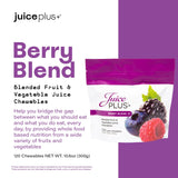 Juice Plus+ Berry Blend Soft Chews - Tasty, Vegan Gummies for All Ages - Nutrients from 12 Superfood Ingredients Including Elderberry, Raspberry, Bilberry, Blueberry & More - 120 Chewables