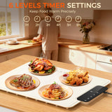 Warming Mat for Food -IPX9 Waterproof Electric Food Warming Tray for Buffet(24"x16"), Portable Countertop Food Warmers for Parties, Dishasher-Friendly, 6-Level Temp 6-Hour Timer, Beige