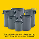Rubbermaid Commercial Products BRUTE Heavy-Duty Round Trash/Garbage Can with Venting Channels, 32-Gallon, Gray, Wastebasket for Home/Garage/Bathroom/Outdoor/Driveway