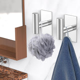 VAEHOLD Wall Towel Hooks, Heavy Duty Sticky Holder Waterproof Towel Hooks for Hanging Coat, Clothes, Closet Hook Wall Mount for Kitchen (Silver, 4 Pack)