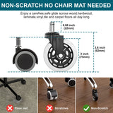 TICONN Office Chair Caster Wheels Set of 5 for Tile, Hardwood Floors and Carpets, Universal Fit for Most Chairs (Transparent)