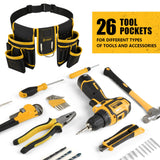 Magnetic Tool Belt for Men, 26 Pockets Heavy Duty Tool Pouch, Magnet Holster Nail Utility Toolbelt Detachable Adjustable Waist Holder for Handyman Contractor Mechanic Plumber Roofer Carpentry Dad Gift